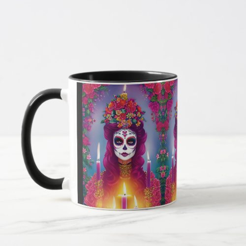 Sugar Skull Art _  Beautiful Woman at Altar Mug