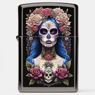 Sugar Skull Art - Blossoming Beauty Zippo Lighter