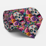 Sugar Skull Art - Bouquet of Bones Neck Tie