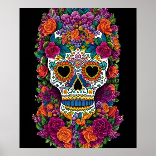 Sugar Skull Art _ Burst of Mexican Flair Poster
