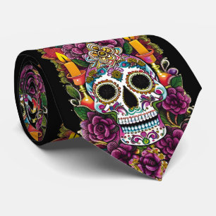 Sugar Skull Art - Candle Lit Altar Neck Tie