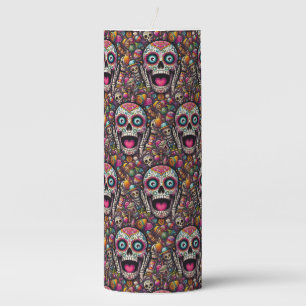 Sugar Skull Art - Candy Skull Surprise Pillar Candle