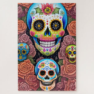 Sugar Skull Art - Celebrate Dia de los Muertos Jigsaw Puzzle