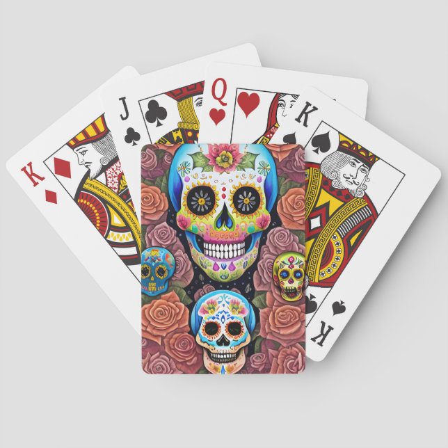 Sugar Skull Art - Celebrate Dia de los Muertos Poker Cards (Back)