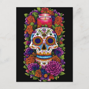 Sugar Skull Art - Celebrate Dia de los Muertos Postcard