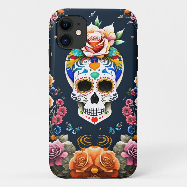 Sugar Skull Art - Celebrate Life Case-Mate iPhone Case (Back)