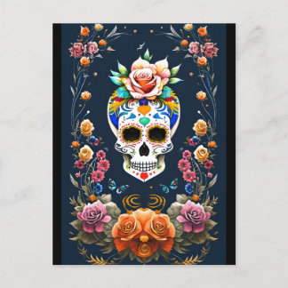 Sugar Skull Art - Celebrate Life Postcard