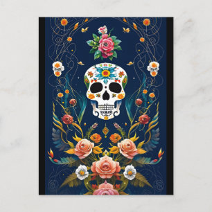 Sugar Skull Art - Celebrate Tradition Postcard