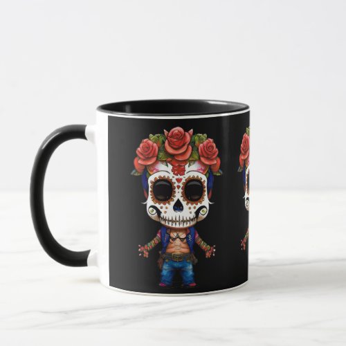 Sugar Skull Art _ Chibi Boy with Red Roses Mug