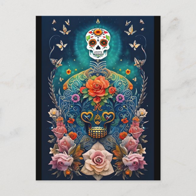 Sugar Skull Art - Colorful Creations Postcard (Front)