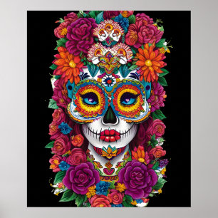 Sugar Skull Art - Colorful Dia de los Muertos Poster