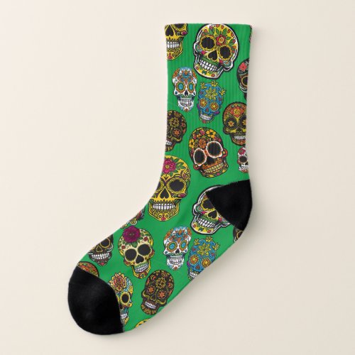 Sugar Skull Art Colorful Pattern Socks