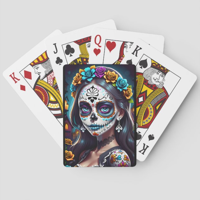 Sugar Skull Art -  Cultural Beauty Poker Cards (Back)