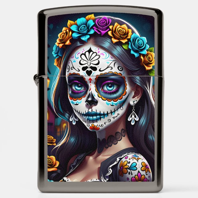 Sugar Skull Art -  Cultural Beauty Zippo Lighter (Front)