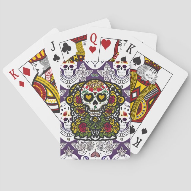 Sugar Skull Art - Day of the Dead Altar Poker Cards (Back)