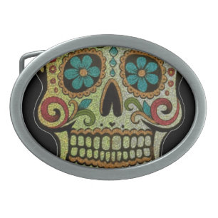 Sugar Skull Art, Day of the Dead Belt Buckle