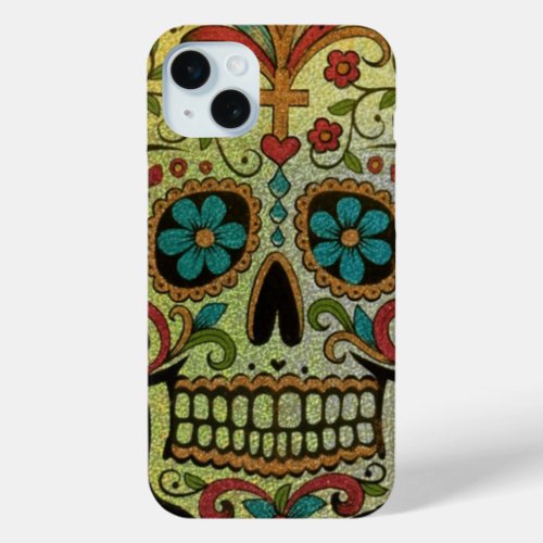 Sugar Skull Art Day of the Dead iPhone 15 Plus Case