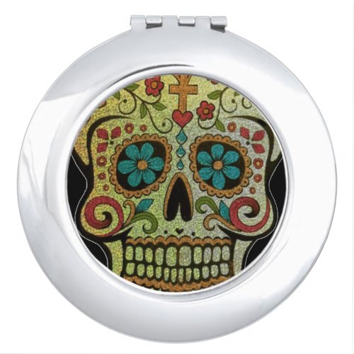 Sugar Skull Art Day of the Dead Compact Mirror