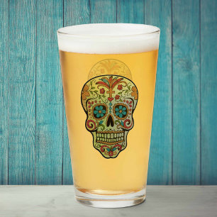 Sugar Skull Art, Day of the Dead Glass