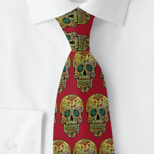 Sugar Skull Art, Day of the Dead Neck Tie