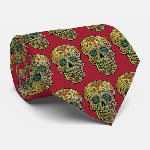 Sugar Skull Art Day of the Dead Neck Tie