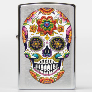 Sugar Skull Art-Day of the Dead No-Background Zippo Lighter