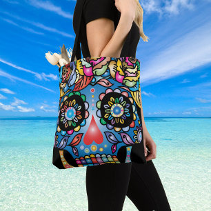 Sugar Skull Art, Day of the Dead Tote Bag