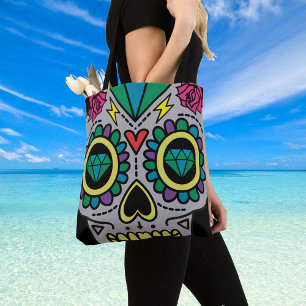 Sugar Skull Art, Day of the Dead Tote Bag