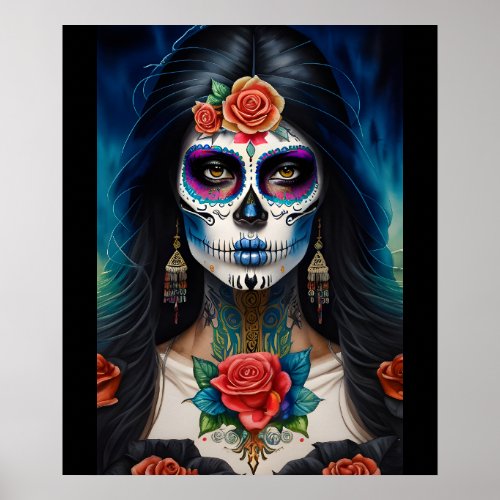 Sugar Skull Art _ Embrace Dia de los Muertos Poster