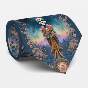 Sugar Skull Art - Festive Day of the Dead Neck Tie