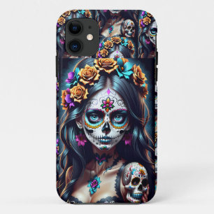 Sugar Skull Art - Fiesta of Colors iPhone 11 Case