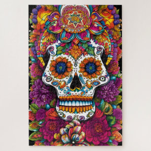 Sugar Skull Art - Fiesta of Colors Jigsaw Puzzle