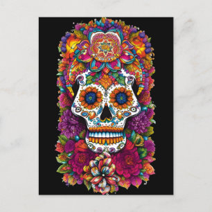 Sugar Skull Art - Fiesta of Colors Postcard
