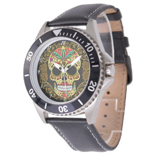Sugar Skull Art - Fiesta of Colors Watch