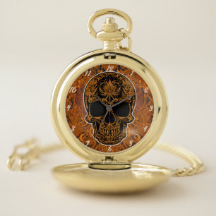 Sugar Skull Art - Fiesta of the Dead Pocket Watch