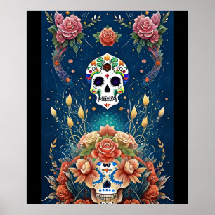 Sugar Skull Art - Holiday of Dia de los Muertos Poster