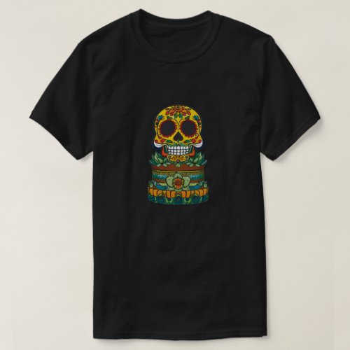 Sugar Skull Art in a Three_Tiered Altar T_Shirt