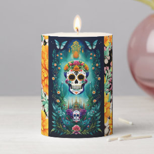 Sugar Skull Art - Inspired by Mexican Traditions Pillar Candle