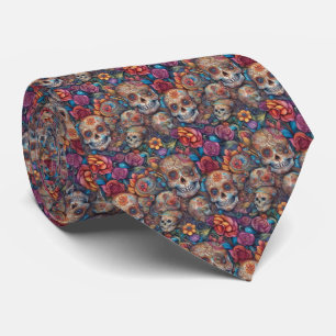 Sugar Skull Art - Intricate Day of the Dead Neck Tie