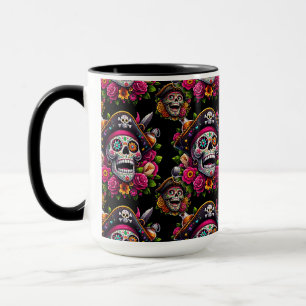 Sugar Skull Art - Jolly Pirate Skull Mug