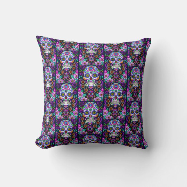 Sugar Skull Art - Life in Death Throw Pillow (Front)