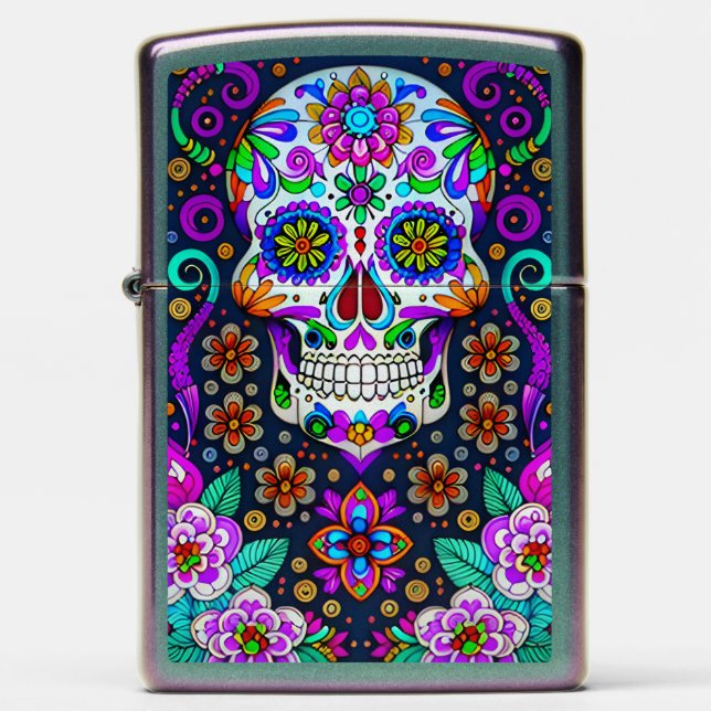 Sugar Skull Art - Life in Death Zippo Lighter (Front)