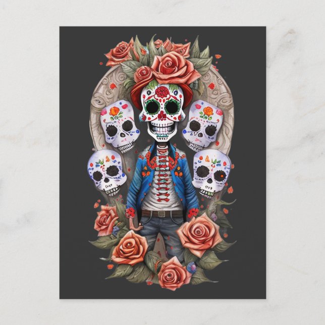 Sugar Skull Art - Man Standing in Arch Postcard (Front)