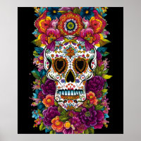 Calavera- Floral Sugar Skull Art Board Print for Sale by