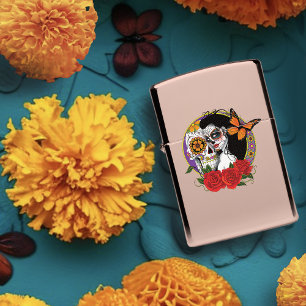 Sugar Skull Art Nouveau Zippo Lighter