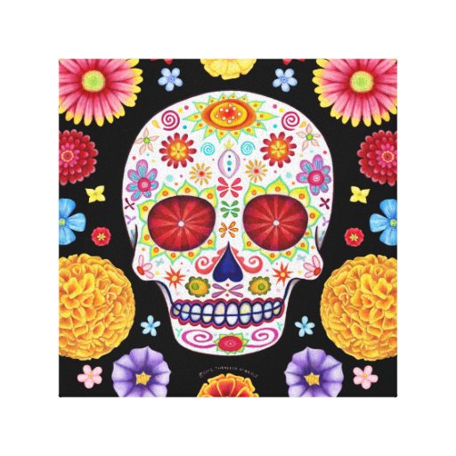 Sugar Skull Art Stretched Canvas Prints | Zazzle