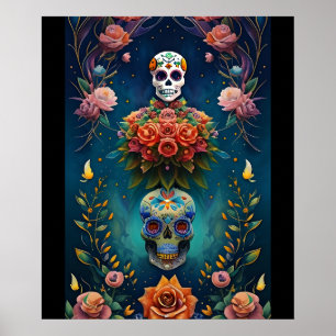 Sugar Skull Art - Traditional Dia de los Muertos Poster
