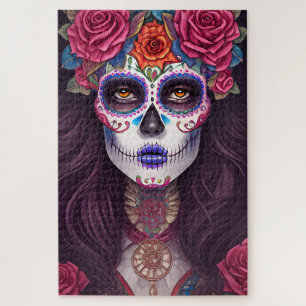 Sugar Skull Art - Traditional Mexican Sugar Skull Jigsaw Puzzle