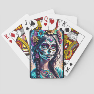 Sugar Skull Art - Urban Elegance Poker Cards