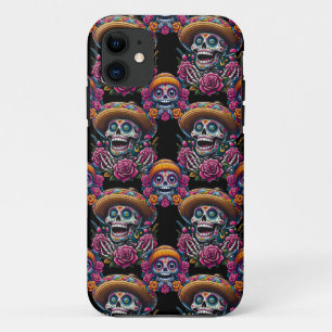 Sugar Skull Art - Vibrant Day of the Dead iPhone 11 Case
